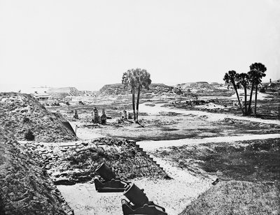 Abandoned Mortars and Empty Confederate Fortifications Beside Fort Moultrie on Sullivans Island, Charleston Harbor, South Carolina, 1865 by American Photographer